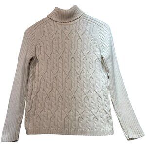 Karen Scott Womens Fisherman Turtleneck Sweater Cable Knit  Sz M Beige